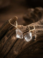 「Wish Stone」Designer's Original Irregular White Crystal Earrings