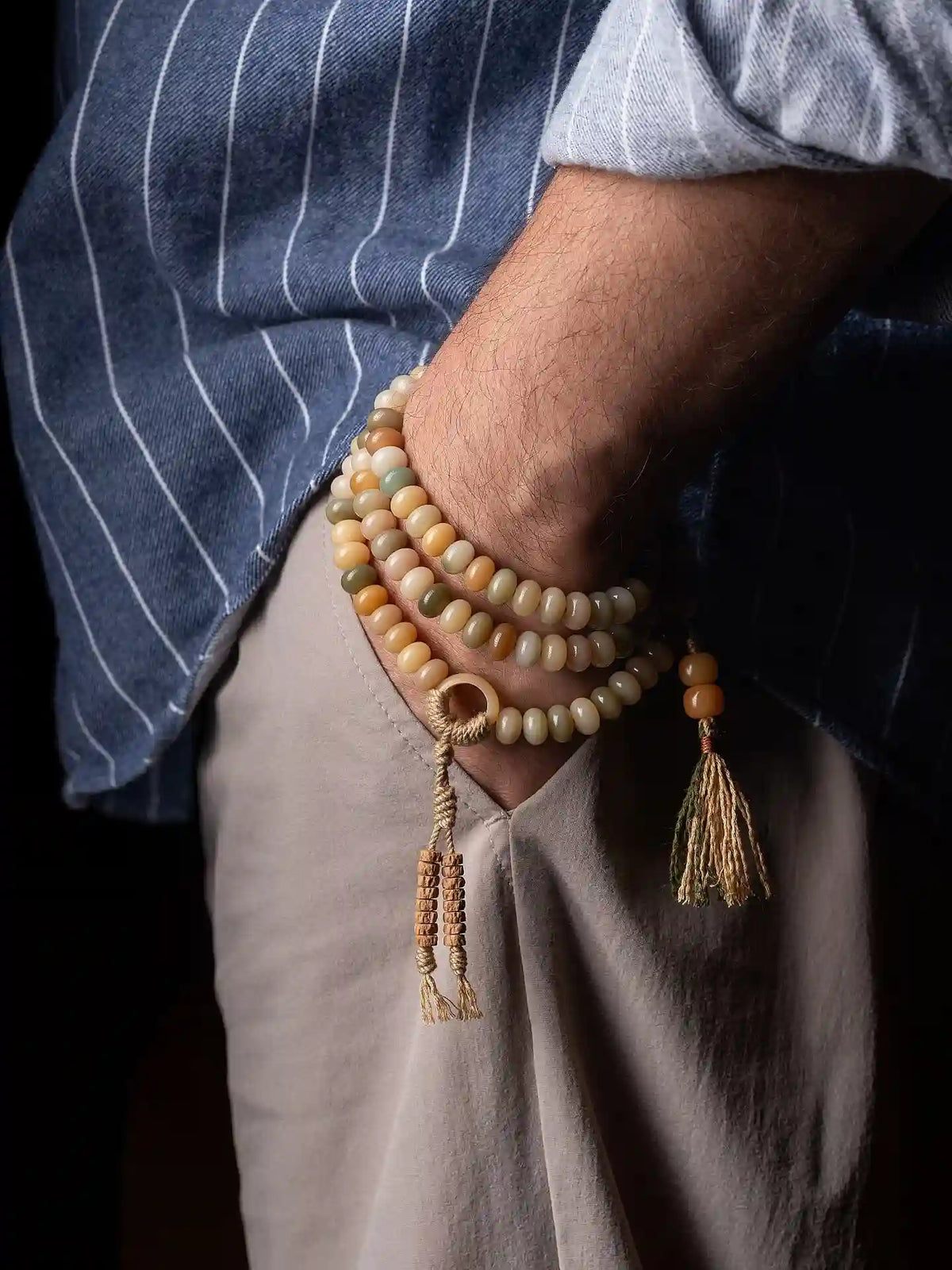 Dharma Serenity" Natural Bodhi Root 108 Mala Bracelet
