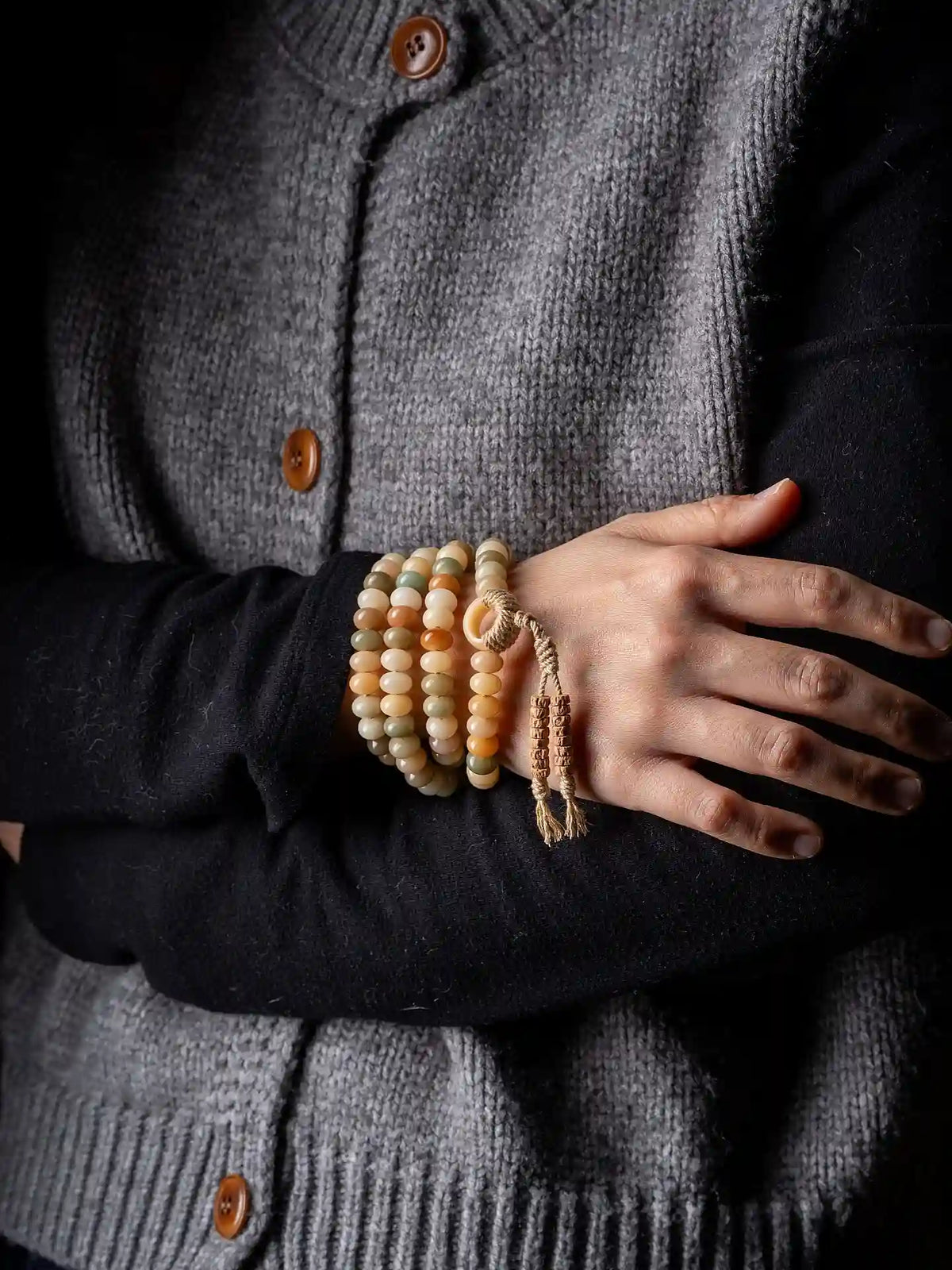 Dharma Serenity" Natural Bodhi Root 108 Mala Bracelet