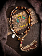 Dharma Mystique" Star Moon Bodhi & Amber Mala Bracelet