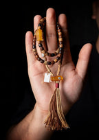 Dharma Mystique" Star Moon Bodhi & Amber Mala Bracelet