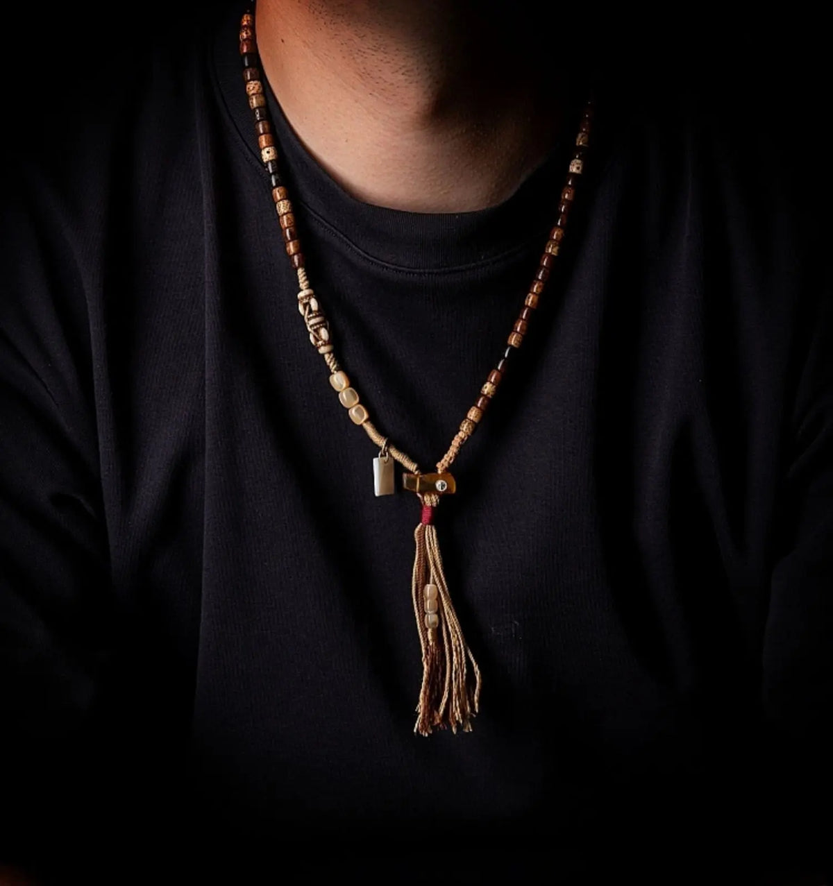 Dharma Mystique" Star Moon Bodhi & Amber Mala Bracelet