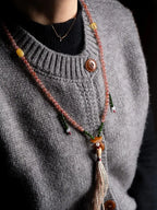 Warm Sun Dharma Silhouette" Nanhong Agate & Amber Mala