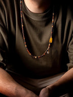 Dharma Chant" Star Moon Bodhi & Amber Mala Bracelet