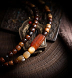 Dharma Chant" Star Moon Bodhi & Amber Mala Bracelet