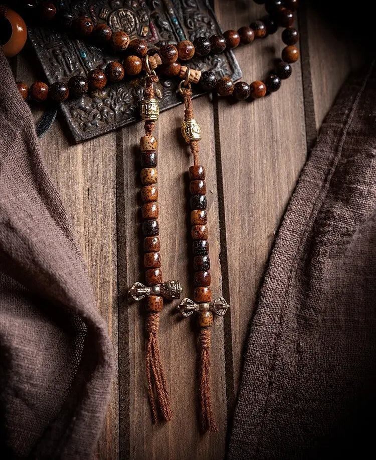 "Stillness" Zen Mala Bracelet | Star Moon Bodhi & Amber