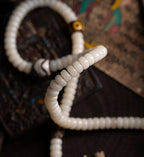 "Pure Mind" White Bodhi Root & Dzi Bead Mala Bracelet Necklace