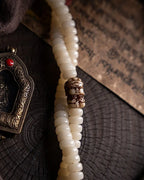 "Pure Mind" White Bodhi Root & Dzi Bead Mala Bracelet Necklace