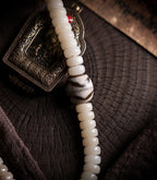 "Pure Mind" White Bodhi Root & Dzi Bead Mala Bracelet Necklace
