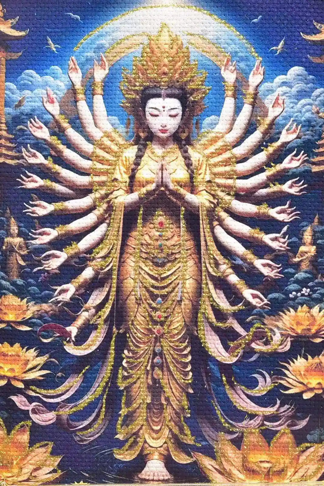 「Thousand-Armed Avalokiteshvara」Thangka Gau Necklace