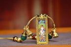 「Four-Armed Avalokiteshvara & Vajra Bell」 Thangka Gau Necklace