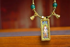 「Four-Armed Avalokiteshvara & Vajra Bell」 Thangka Gau Necklace
