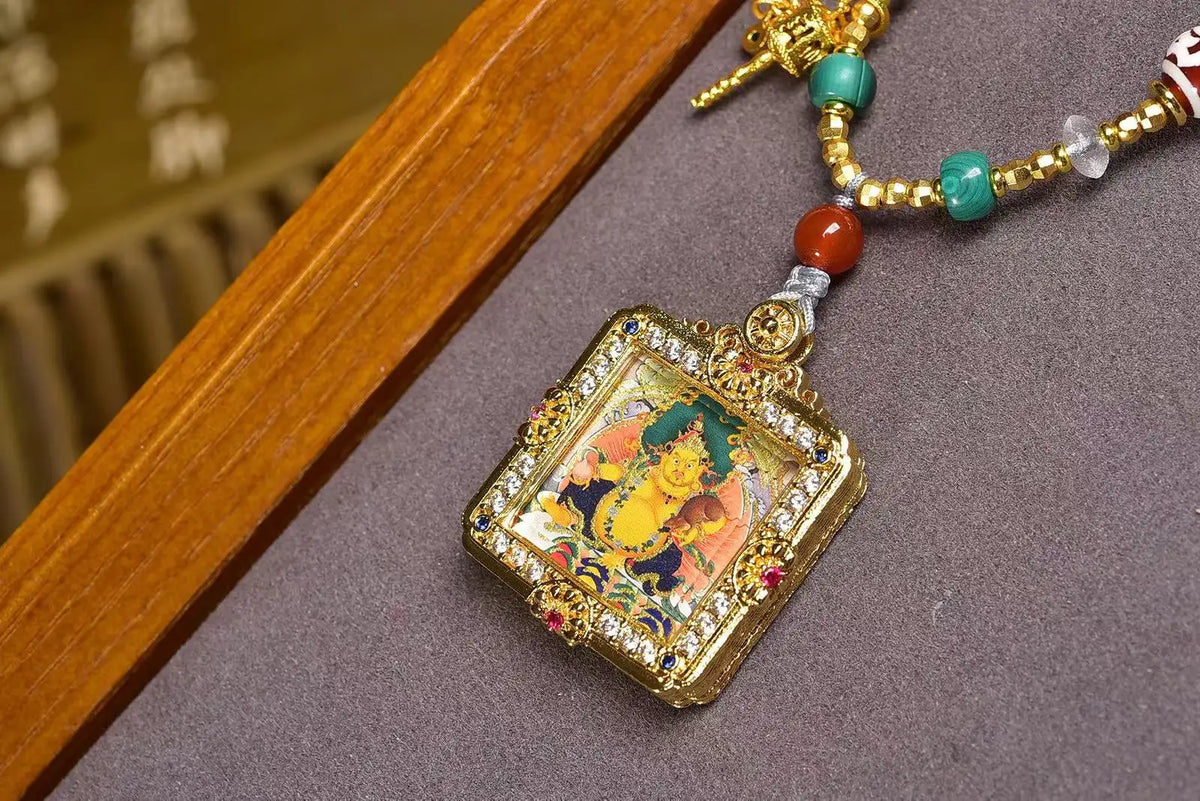 「Yellow Jambhala」 Gau Thangka Necklace