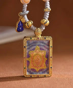 「Golden Wheel & Sacred Turtle」 Square Gau Necklace