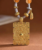 「Golden Wheel & Sacred Turtle」 Square Gau Necklace
