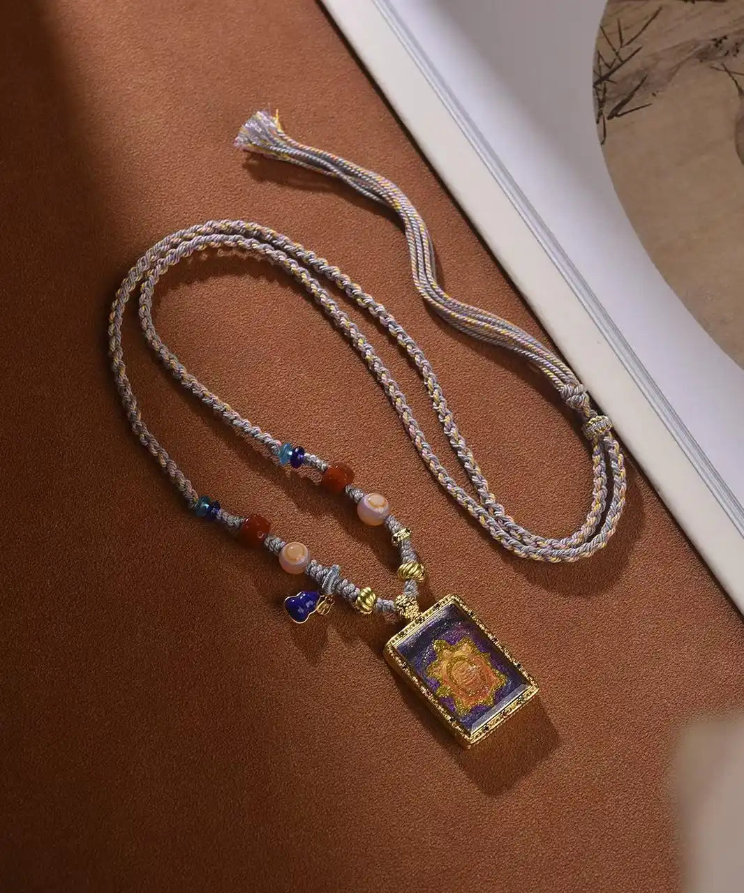 「Golden Wheel & Sacred Turtle」 Square Gau Necklace