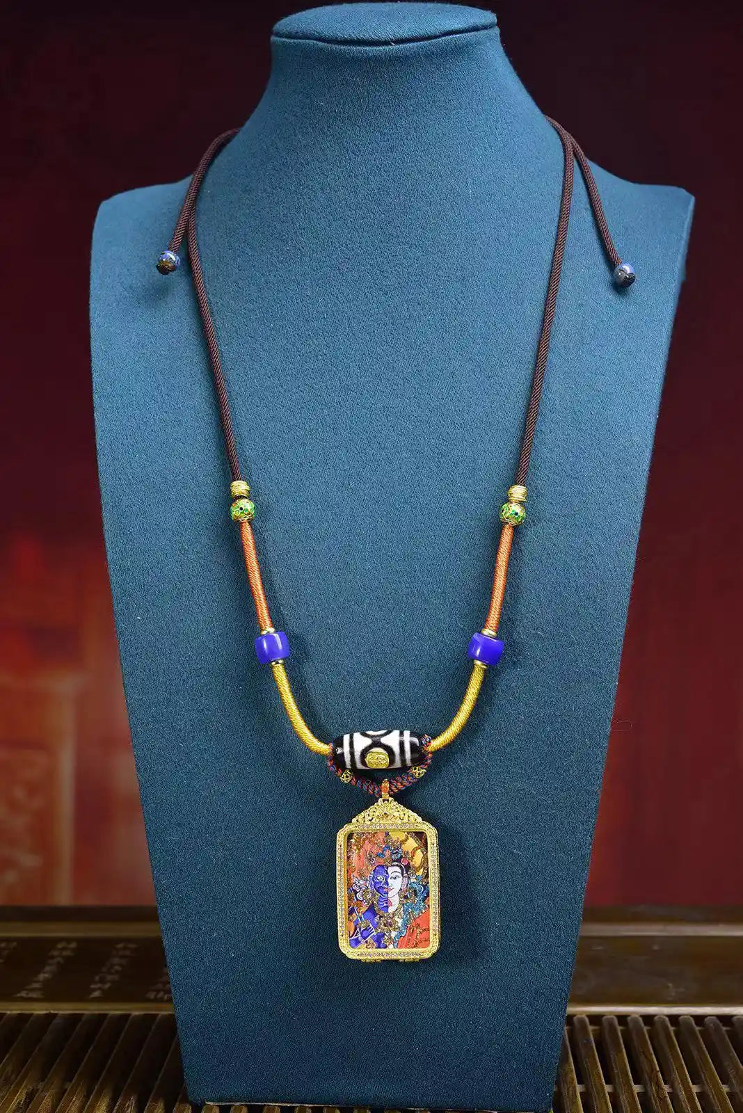 「Dual-Faced Dharmapala」 Thangka Gau Necklace