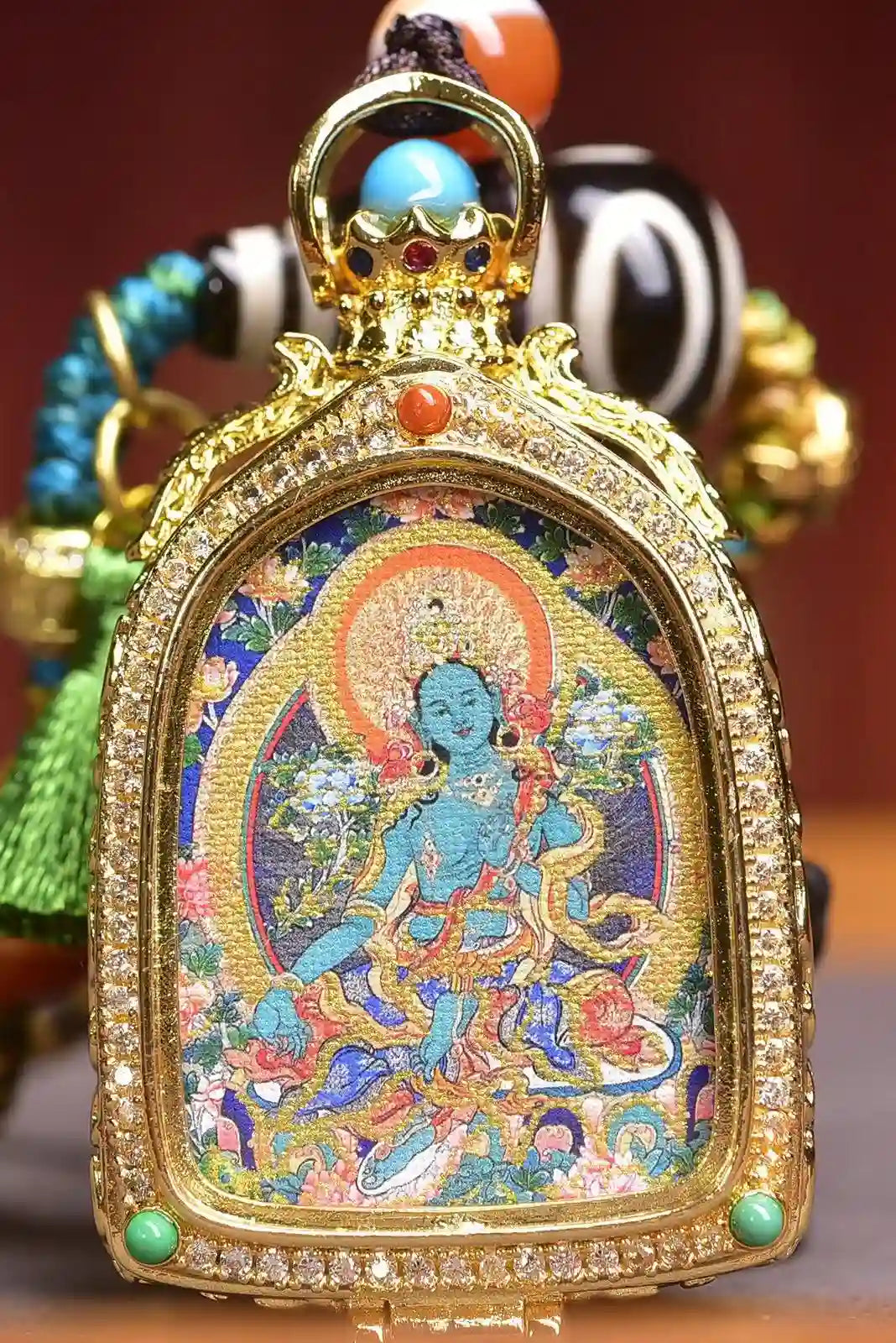 「Green Tara」 Thangka Gau Necklace