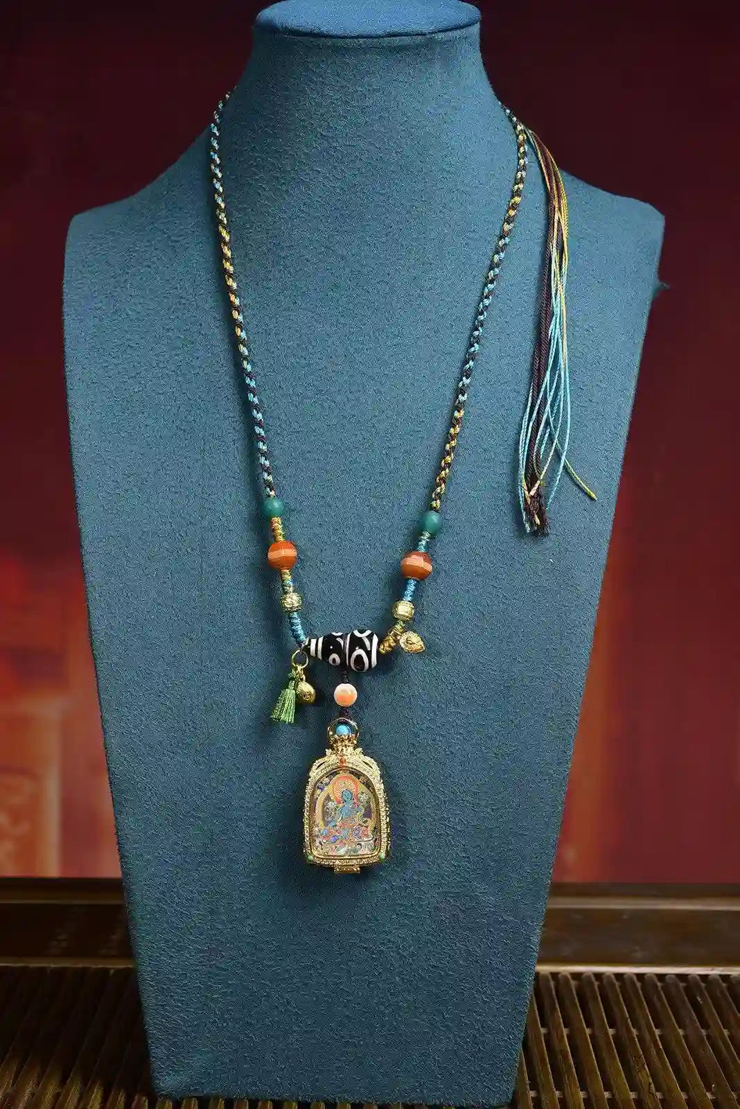 「Green Tara」 Thangka Gau Necklace