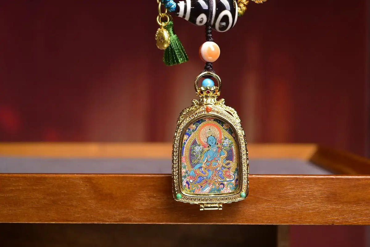 「Green Tara」 Thangka Gau Necklace