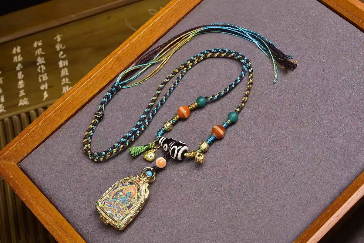 「Green Tara」 Thangka Gau Necklace