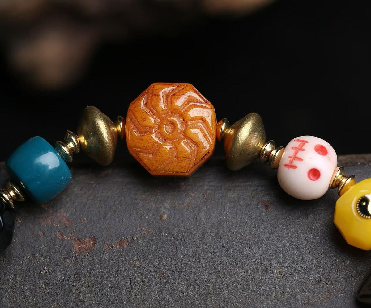 Dice Fortune: Vanji Turquoise Spiritual Bone Multi-Gem Bracelet
