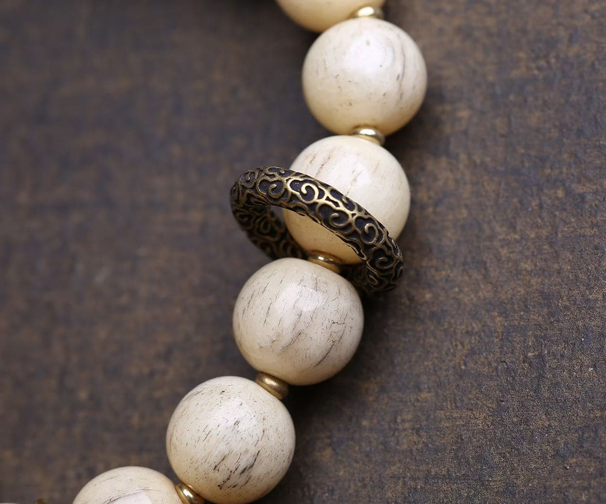 Ethereal Buddhist Bone and Ivory Fruit Bracelet