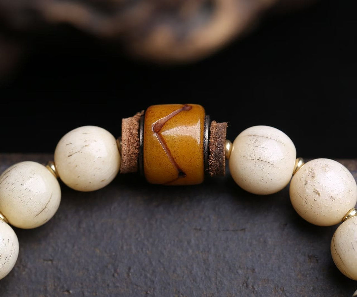 Ethereal Buddhist Bone and Ivory Fruit Bracelet