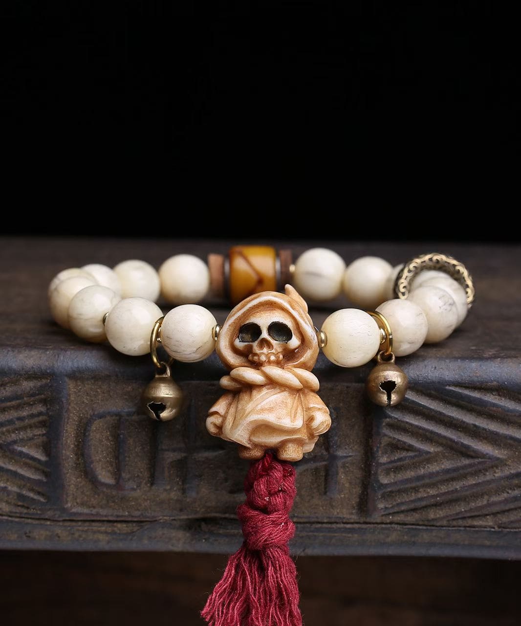 Ethereal Buddhist Bone and Ivory Fruit Bracelet