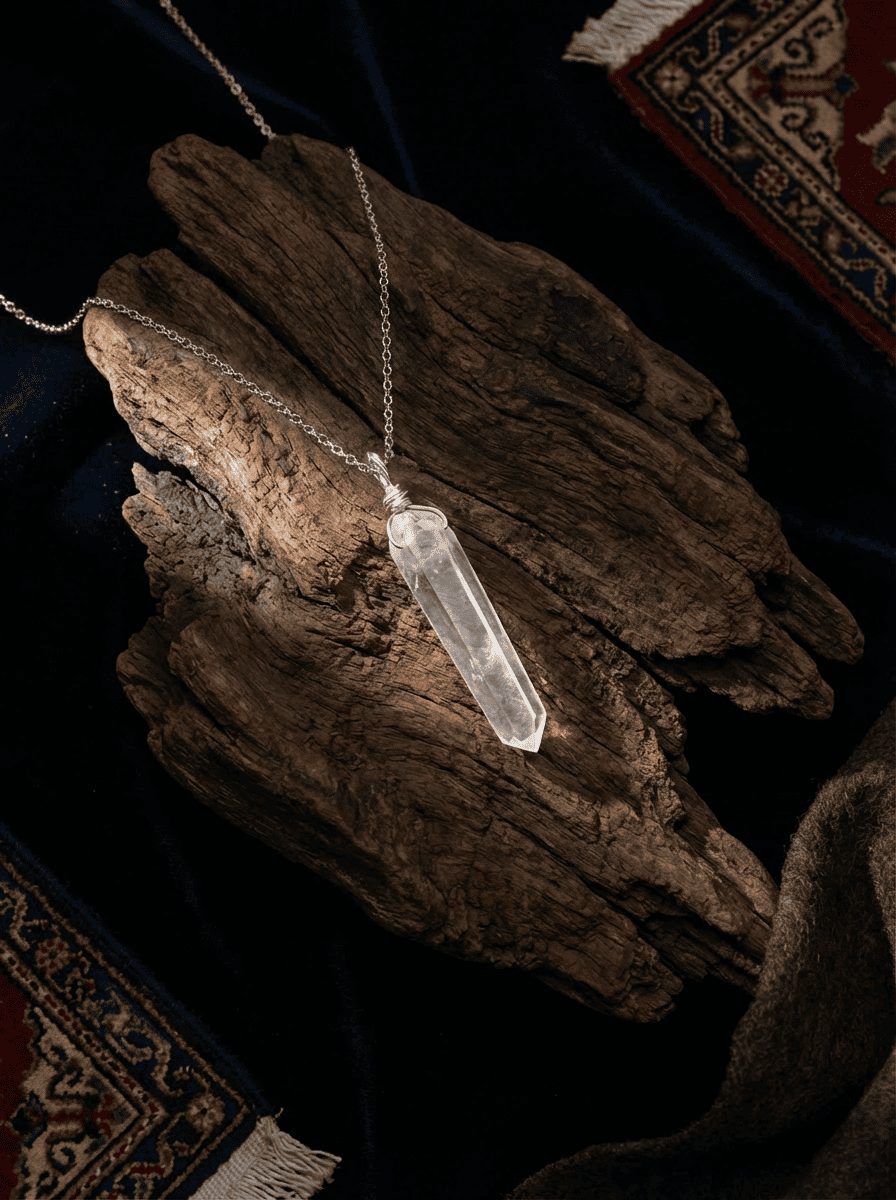 「Self」 Natural White Crystal Hexagonal Prism Necklace