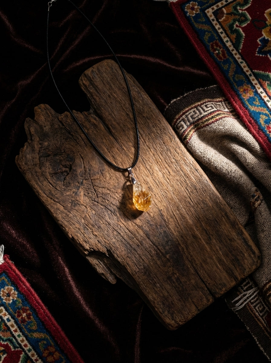 Natural Citrine Necklace | Pendant Sweater Chain