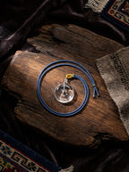 「Peace and Smoothness」 White Crystal Peace Buckle Tibetan Blue Rope Necklace