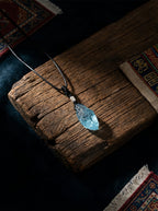 High-End Irregular Aquamarine Raw Stone Pendant | Blue Crystal Necklace Niche Design Choker