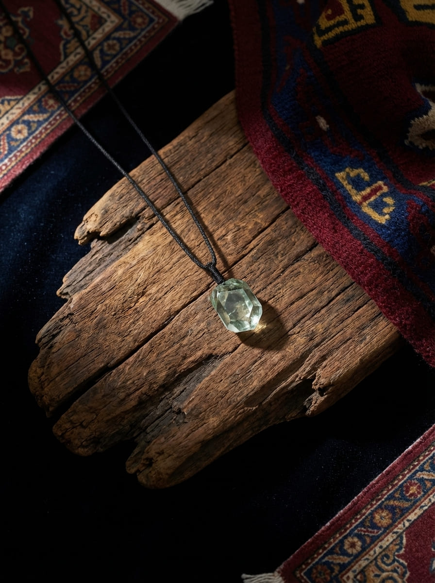 「Spring Breeze Wood」 Natural Green Crystal Free-Form Necklace