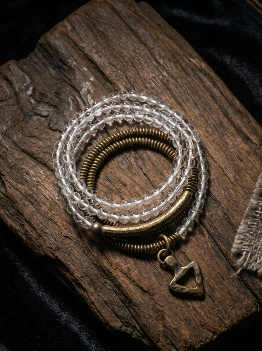 「Holy Mountain」Namcha Barwa Peak White Crystal Bracelet