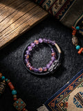「Gloomy Forest」Original Design Phantom Quartz with Unique Ebony Wood Bracelet
