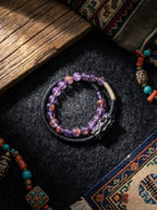 「Gloomy Forest」Original Design Phantom Quartz with Unique Ebony Wood Bracelet