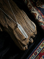 Tapered White Crystal Hexagonal Prism Raw Stone Pendant | Unisex Amorphous Single-Point Trendy Necklace