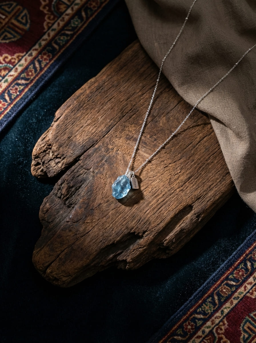 「Summer」 Natural Aquamarine Raw Stone Necklace