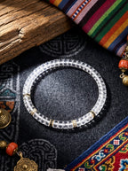 「Five Elements Qi · Metal」White Crystal Tablet Bead Bracelet