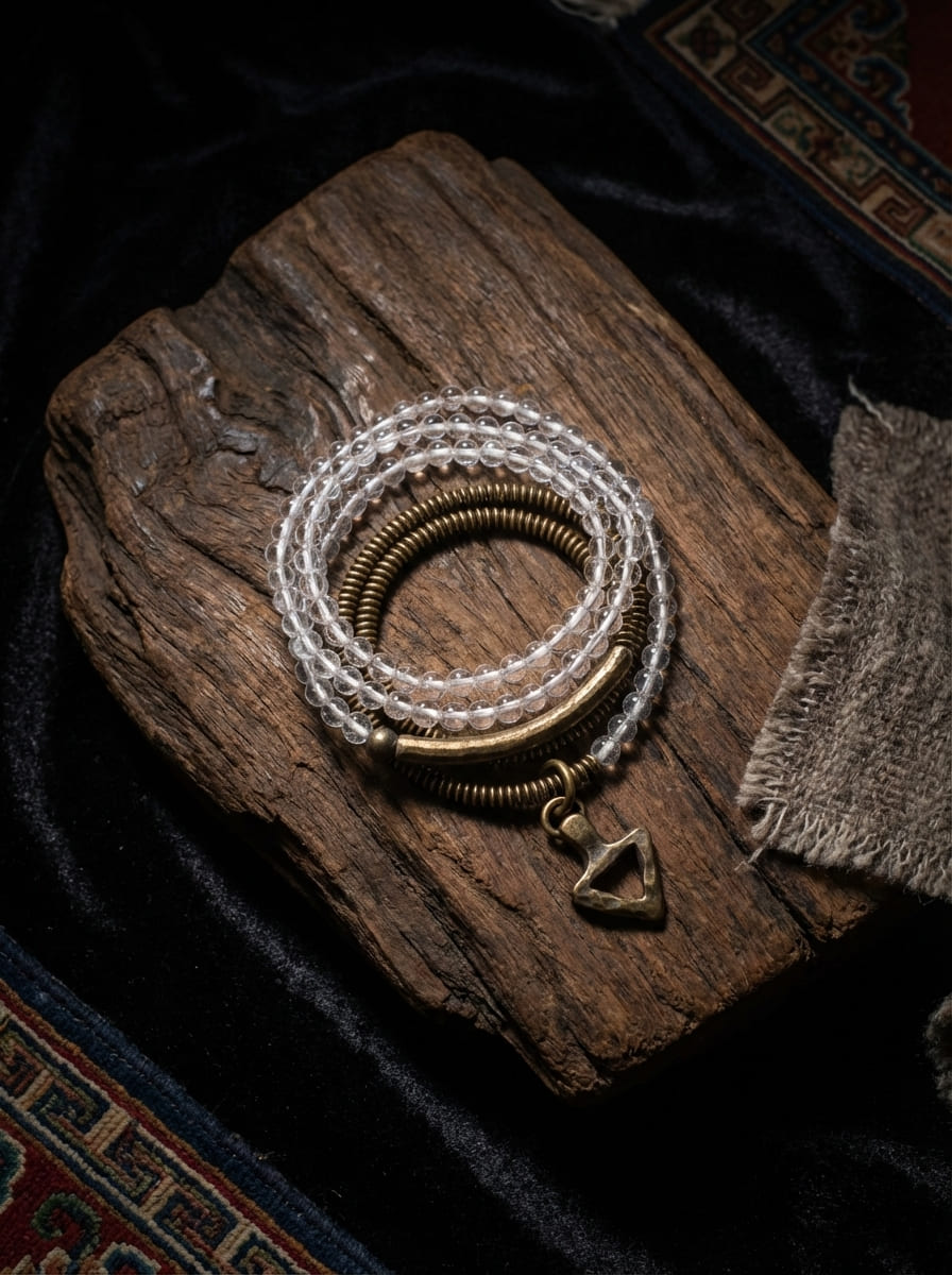 「Holy Mountain」Namcha Barwa Peak White Crystal Bracelet